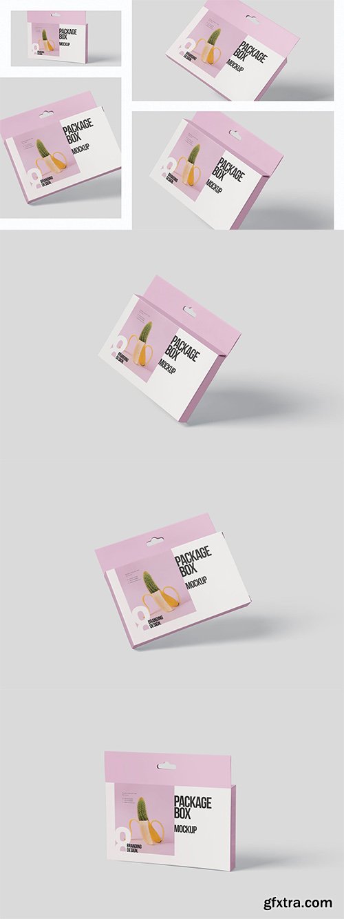 Package Box Mockup Set- Wide Rectangle with Hanger