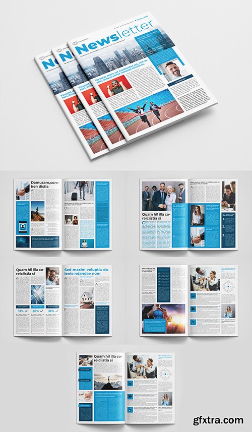 Business Newsletter Layout with Blue Accents 300386298