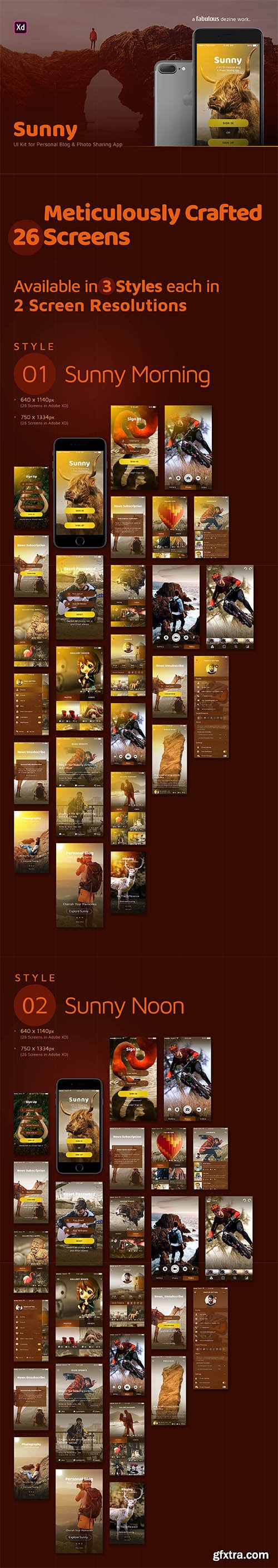 Sunny Adobe XD - UI Kit for Personal Blog & Photo Sharing App Sunny Adobe XD - UI Kit for Personal Blog & Photo Sharing App