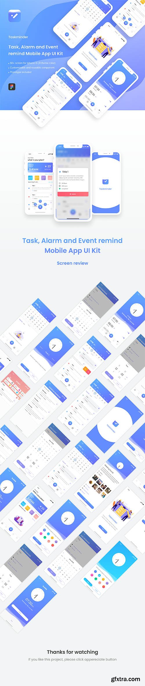 Taskminder - Task, Alarm and Event remind Mobile App UI Kit Taskminder - Task, Alarm and Event remind Mobile App UI Kit
