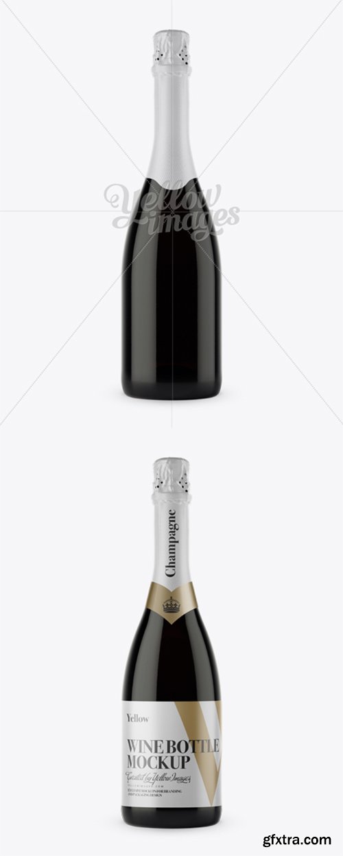 Dark Glass Champagne Bottle Mockup - Front View 12187 Dark Glass Champagne Bottle Mockup - Front View 12187