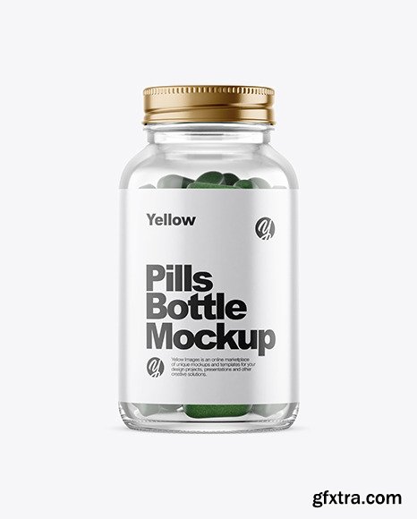 Clear Glass Bottle With Pills Mockup 51638