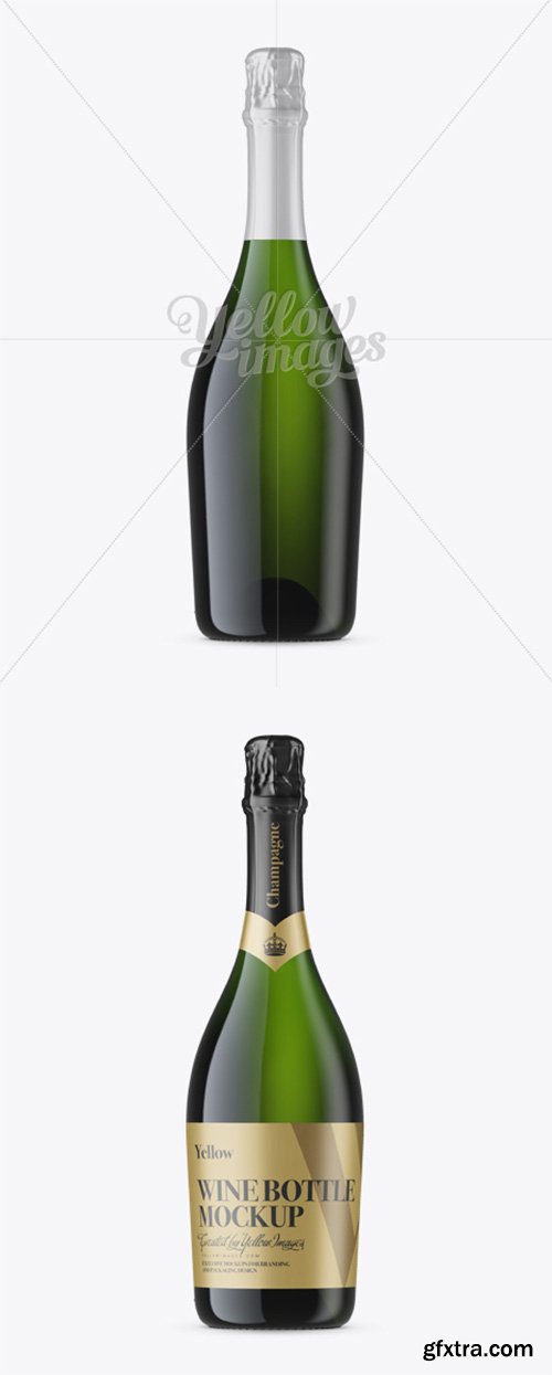 Green Glass Champagne Bottle Mockup - Front View 12221 Green Glass Champagne Bottle Mockup - Front View 12221