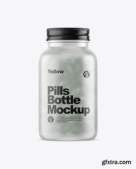 Frosted Glass Bottle With Pills Mockup 51650