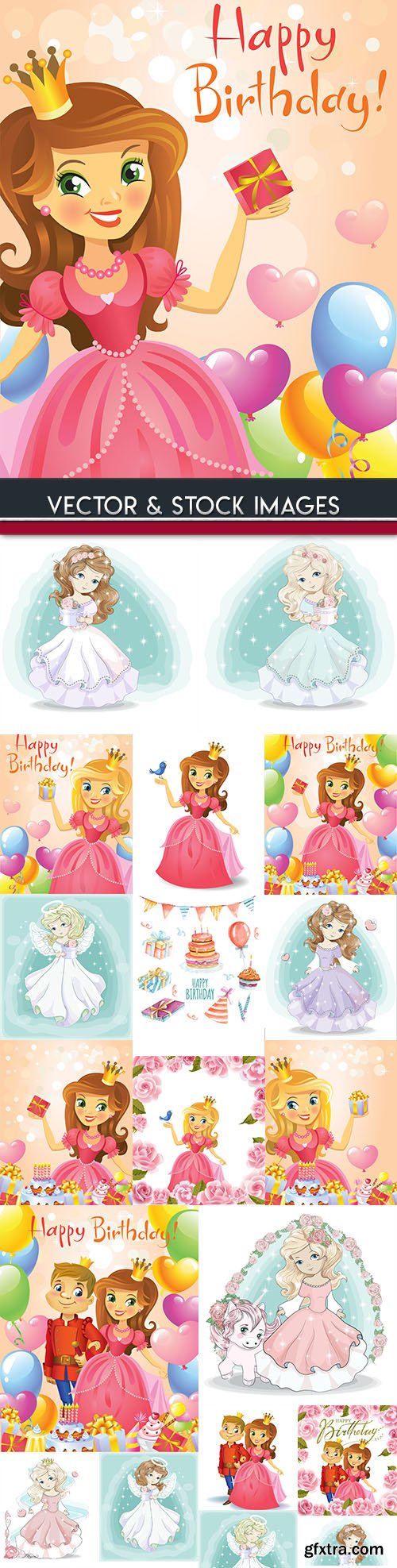 Fabulous princess with flowers for birthday illustration