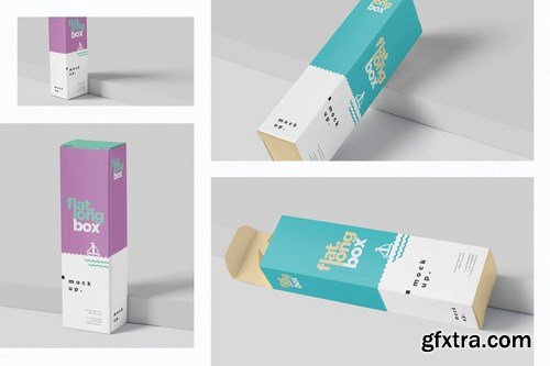 Box Mockup Set - Flat Long Rectangle