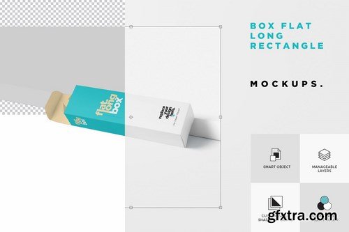 Box Mockup Set - Flat Long Rectangle