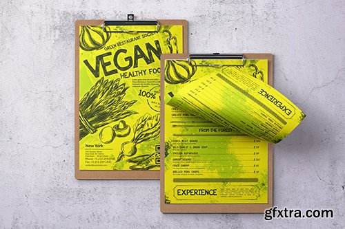Vintage Vegan Single Page Menu A4 & US Letter