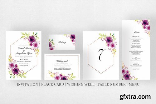 Burgundy Wedding Invitation Suite