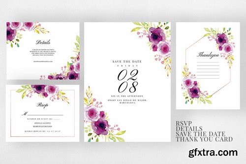 Burgundy Wedding Invitation Suite