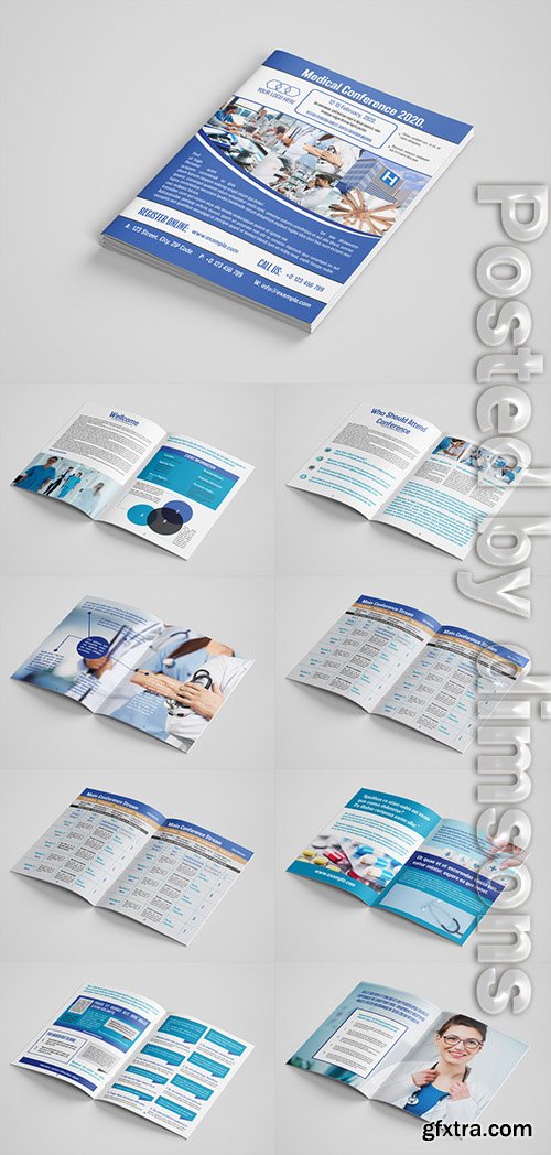 Medical Conference Brochure Layout with Blue Accents