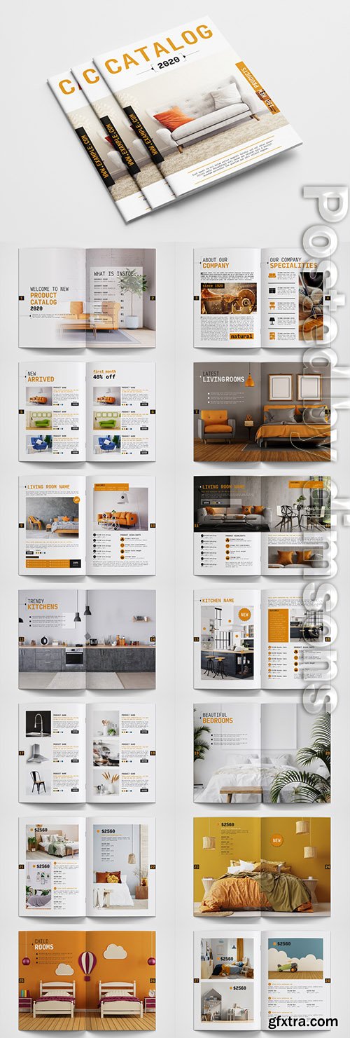 Product Catalog Layout with Orange Accents 302321490 Product Catalog Layout with Orange Accents 302321490