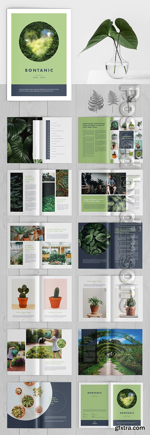 Brochure Layout with Green Accents 302241139