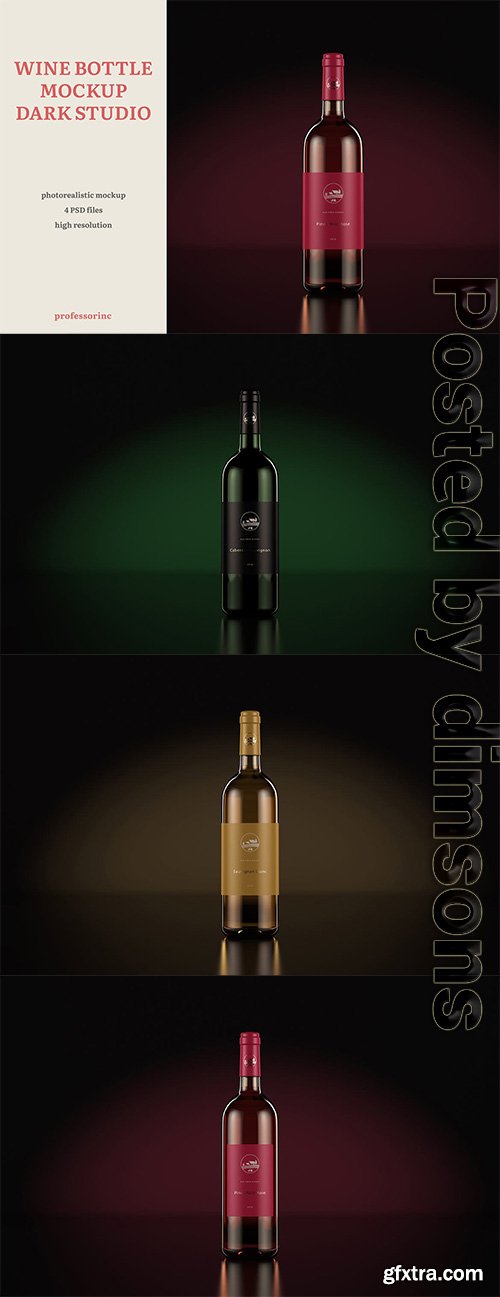 Wine Bottle Mockup - Dark Studio Wine Bottle Mockup - Dark Studio