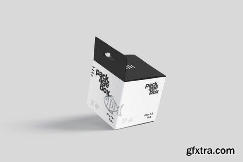 Package Box Mockup Set - Square With Hanger