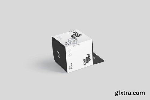 Package Box Mockup Set - Square With Hanger