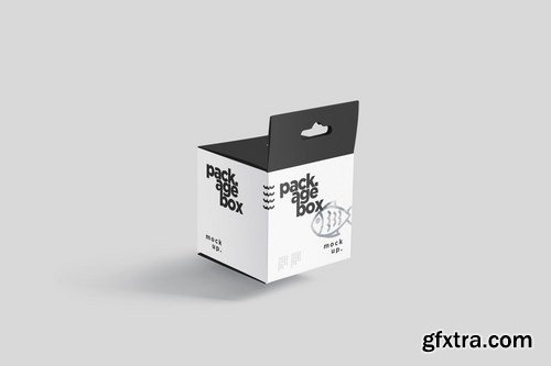 Package Box Mockup Set - Square With Hanger