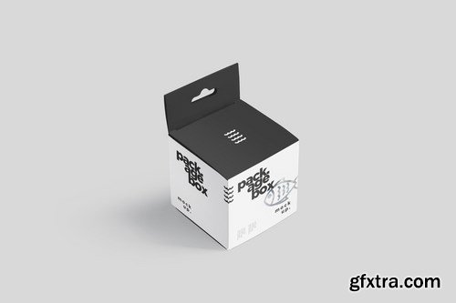 Package Box Mockup Set - Square With Hanger