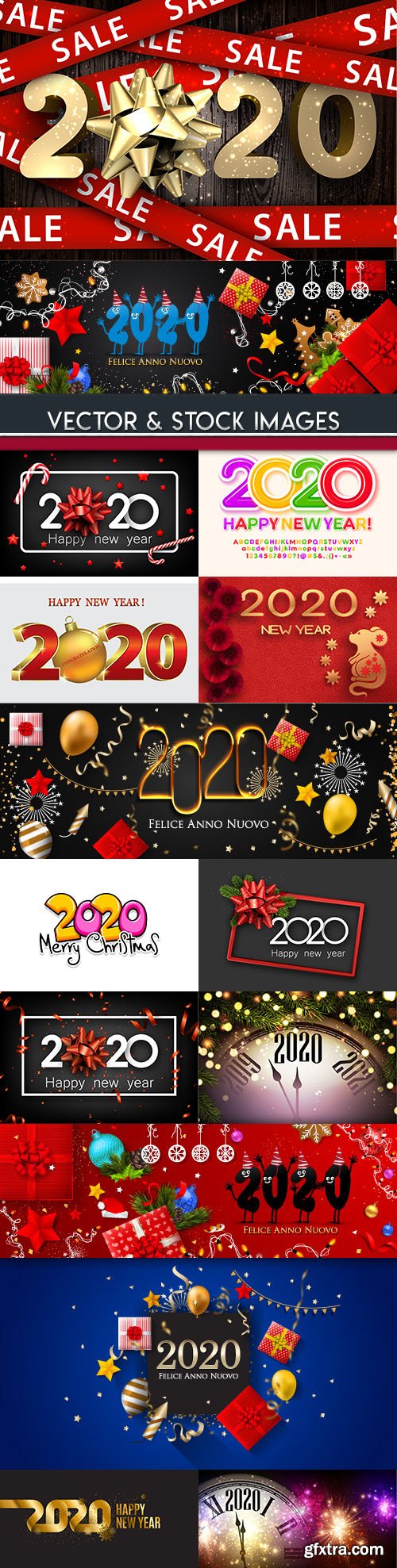 New Year and Christmas decorative 2020 illustration 7
