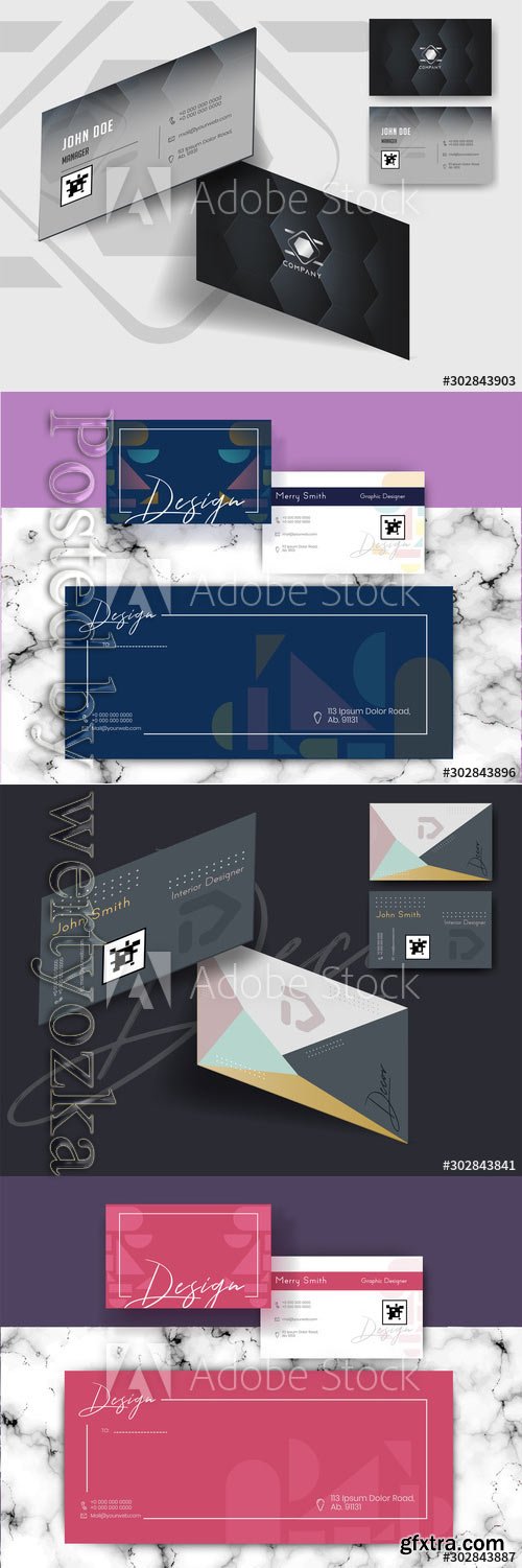Front and back view of business card design