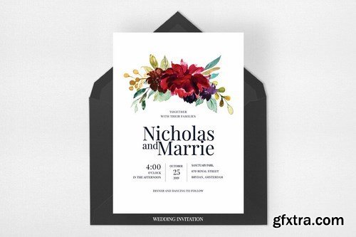 Burgundy Wedding Invitation Suite