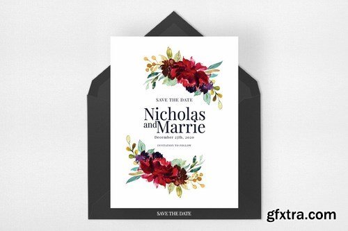 Burgundy Wedding Invitation Suite