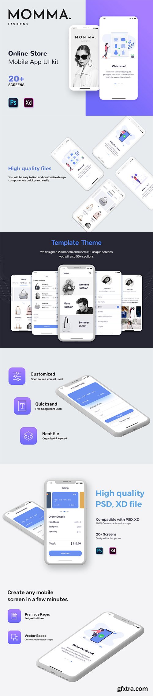 Momma Online Store Mobile App UI Kit Momma Online Store Mobile App UI Kit