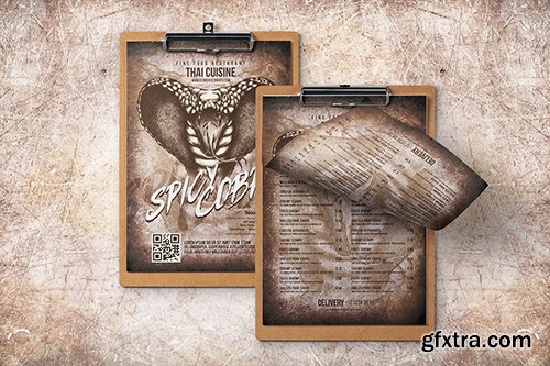 Spicy Cobra Thai Single Page Menu A4 & US Letter