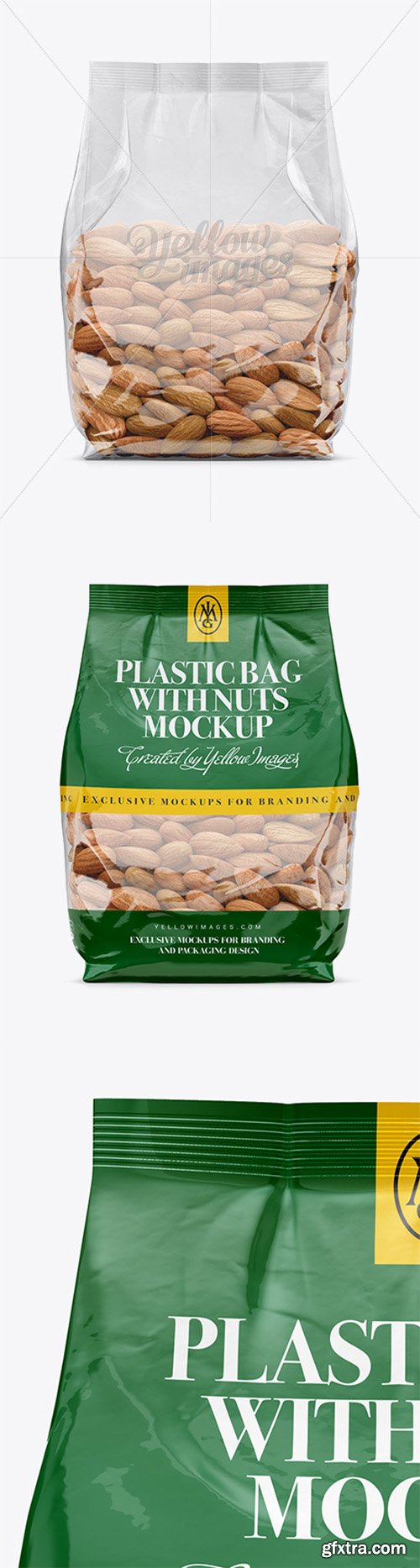 Clear Bag With Almonds Mockup - Front View 14582