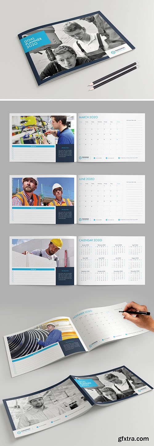 Goal Planner to Do List Layout with Blue Accents 303668999