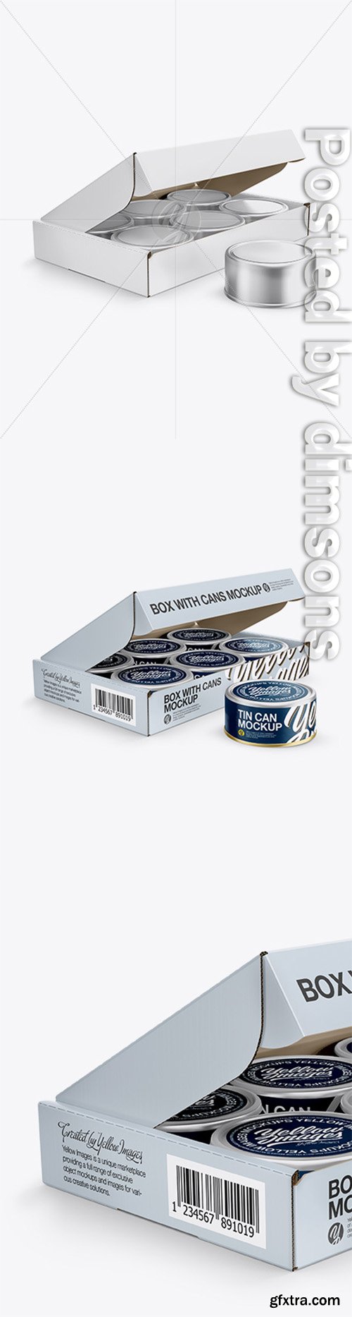 5oz Cans Box with One Can Outside Mockup - Half Side View 24698 5oz Cans Box with One Can Outside Mockup - Half Side View 24698
