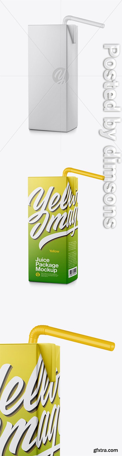 Carton Package with Straw Mockup - Half Side View 30771 Carton Package with Straw Mockup - Half Side View 30771