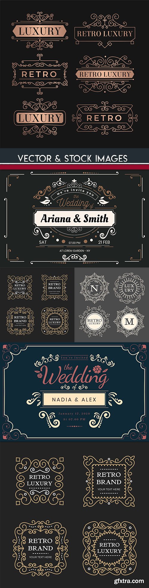 Wedding invitation and decorative design elements