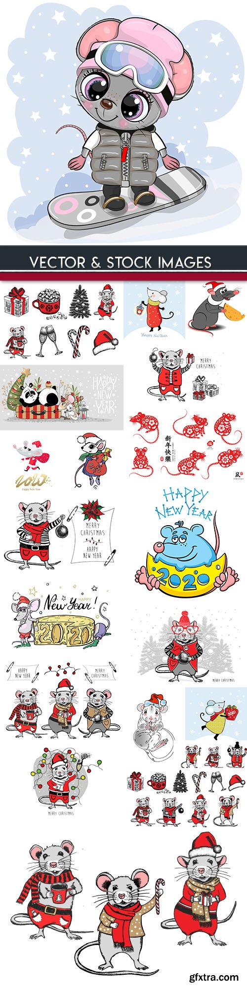 Rat cartoon symbol of New Year 2020 illustration 10