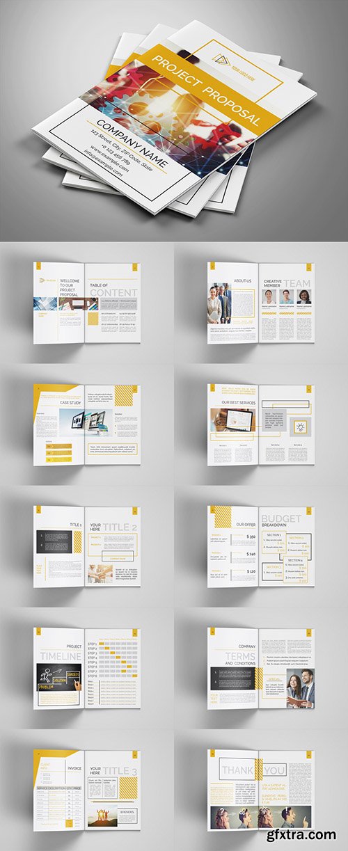 Business Project Proposal Layout with Orange Accents 304758425