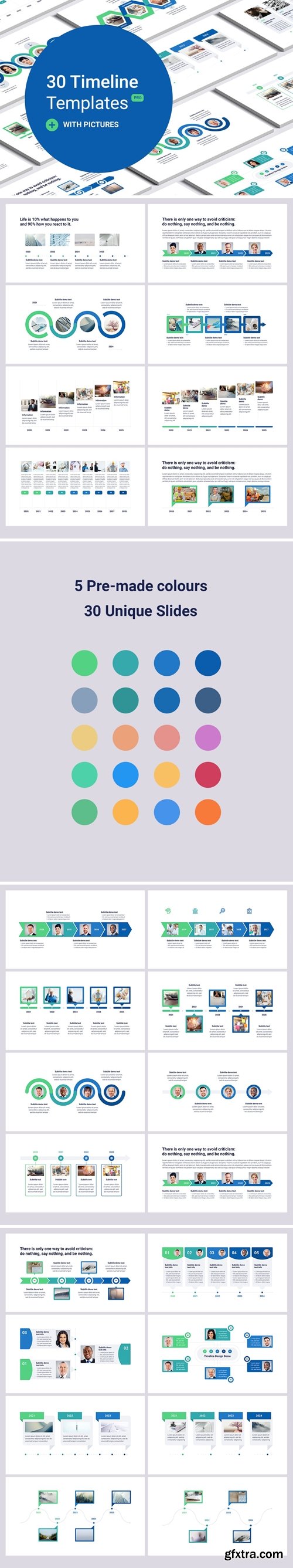 Timeline with images for Powerpoint, Keynote and Google Slides Templates