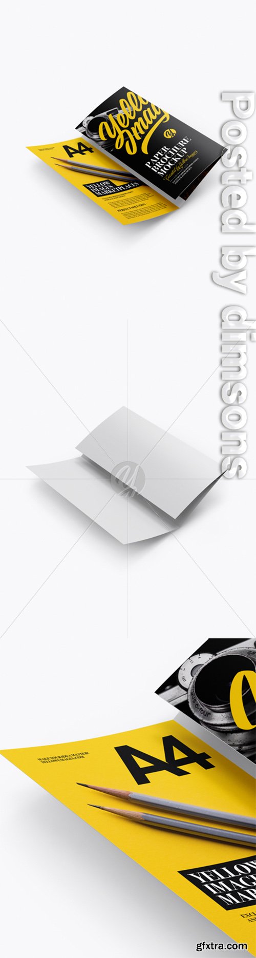 A4 Folded Brochure Mockup - Half Side View (High-Angle Shot) 20813