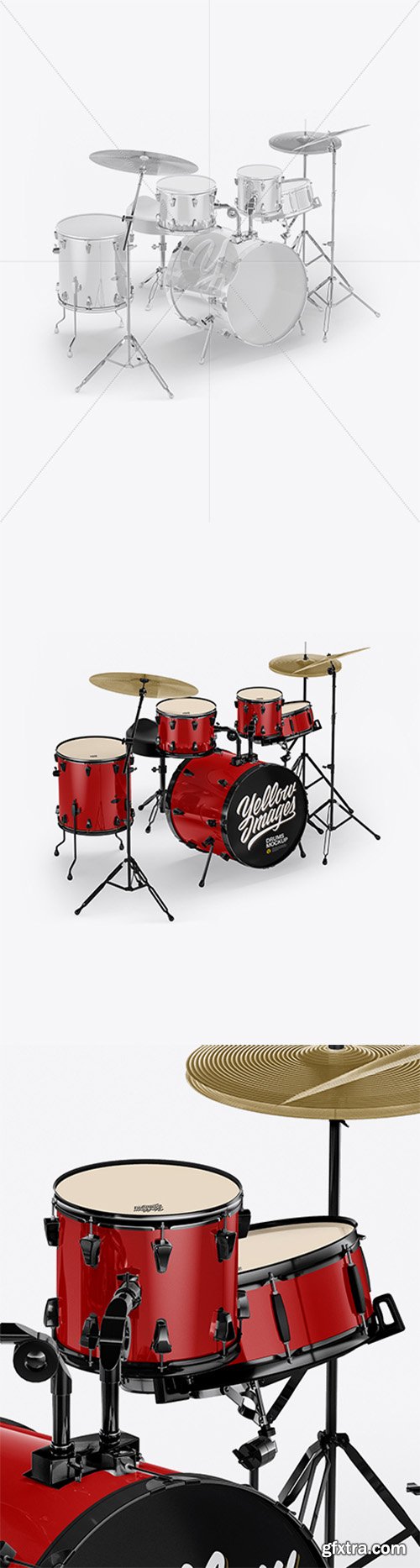 Drum Kit Mockup - Half Side View (High-Angle Shot) 26356