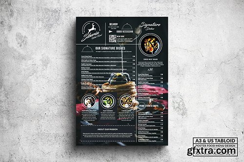 Elegant Food Menu - A3 & US Tabloid Poster