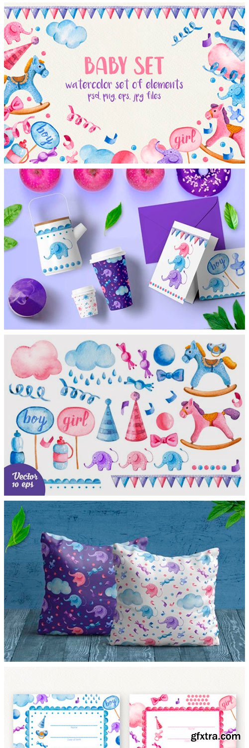 Watercolor Baby Set. for Baby Shower 2149976 Watercolor Baby Set. for Baby Shower 2149976