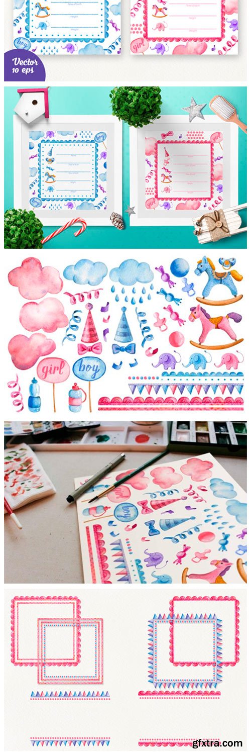 Watercolor Baby Set. for Baby Shower 2149976 Watercolor Baby Set. for Baby Shower 2149976