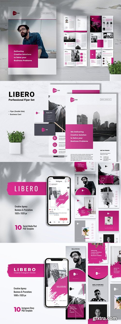 LIBERO Creative Agency Company Profile Brochures, Flyer, Instagram
