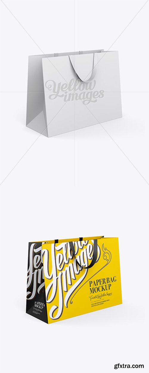 Paper Shopping Bag With Ribbon Handles Mockup - Halfside View 13060