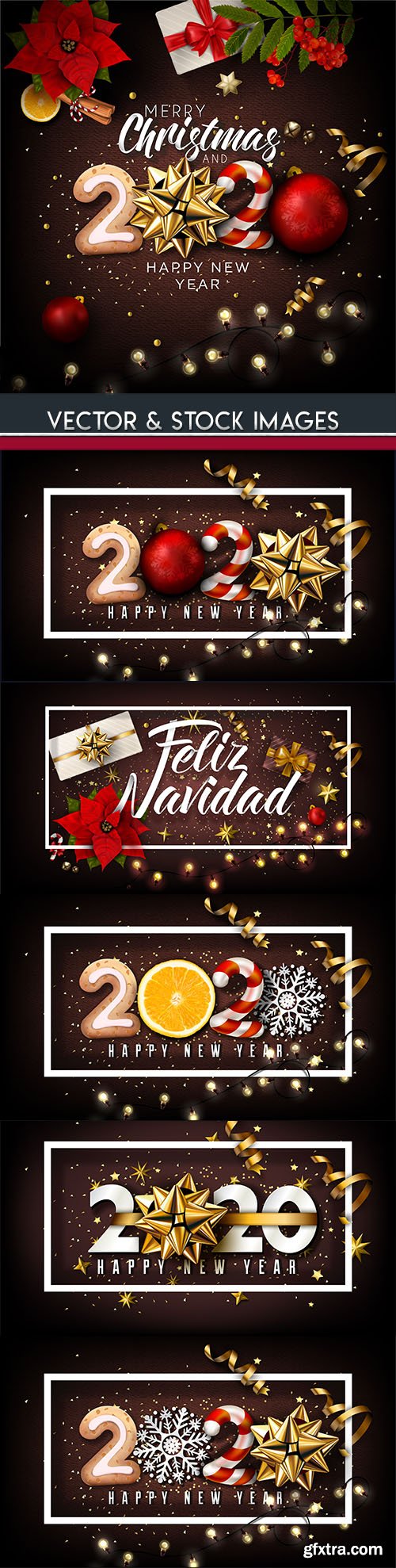 New Year and Christmas decorative 2020 illustration 13 