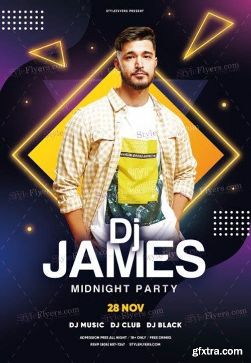DJ Flyer Midnight Party V2811 2019 PSD Flyer Template