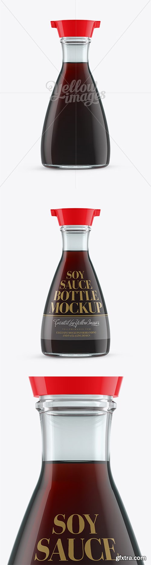 Soy Sauce Glass Bottle W/ Dispenser Top Mockup 12304