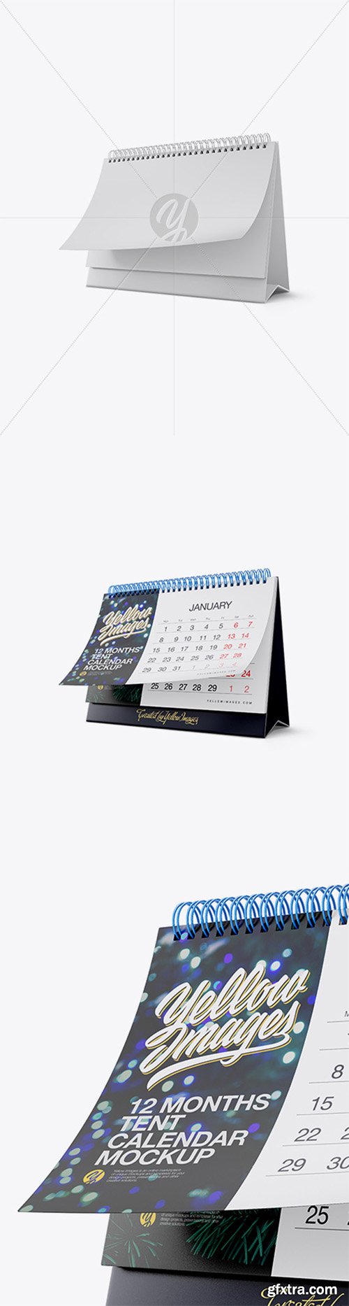 12 Months Desk Tent Calendar Mockup - Half Side View 21984
