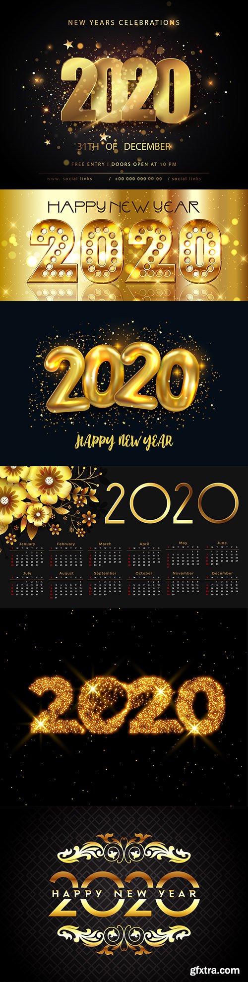 New Year and Christmas decorative 2020 illustration 15