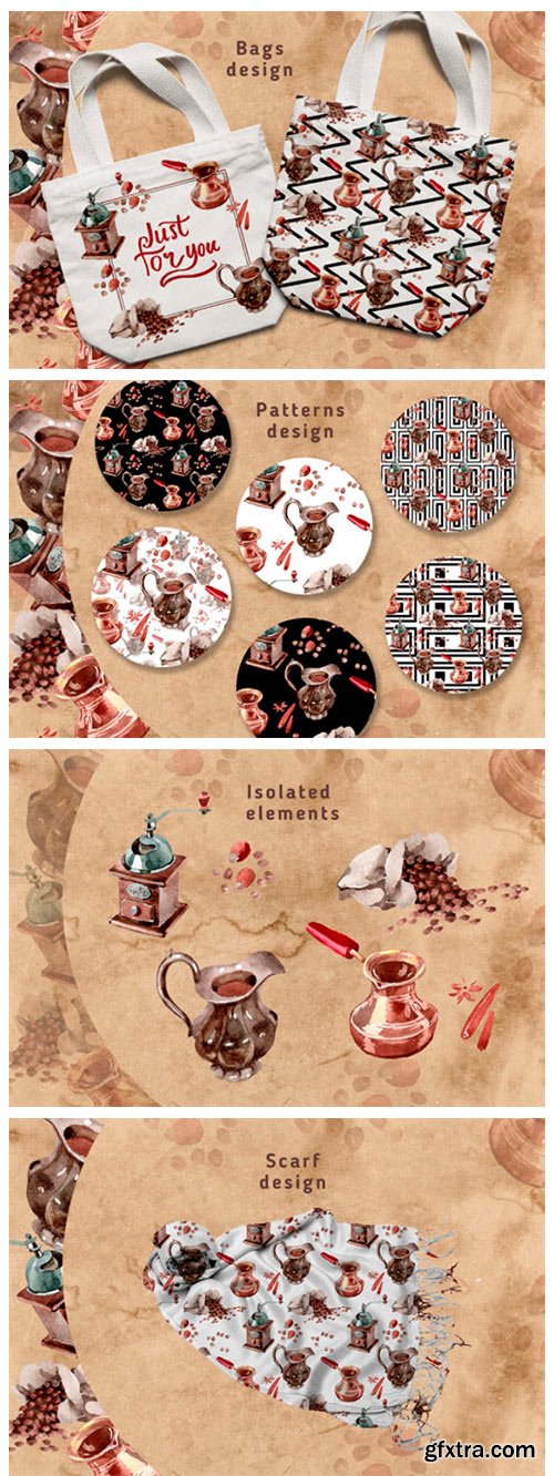 Coffee House Watercolor Set 2126478 Coffee House Watercolor Set 2126478