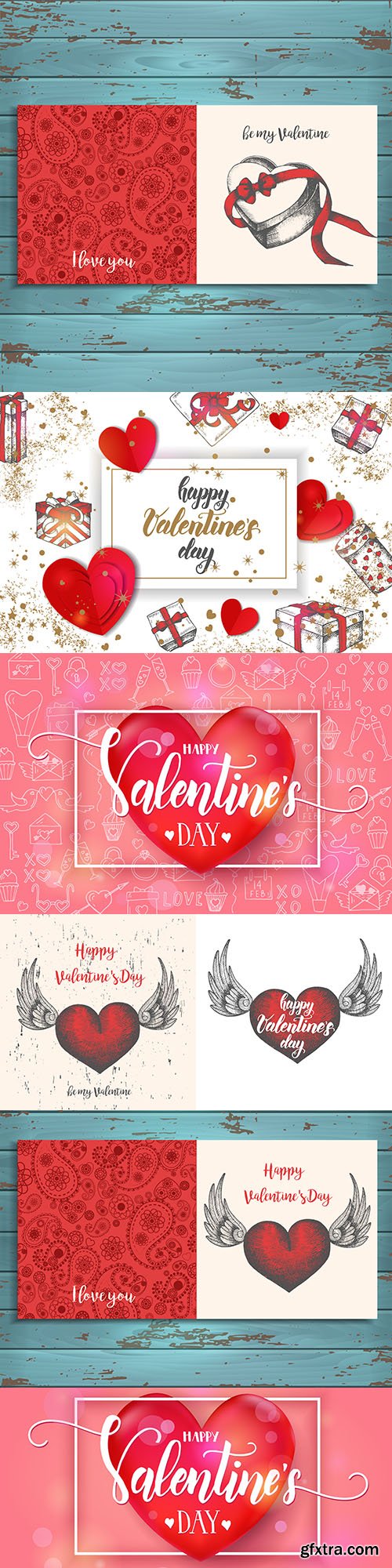 St. Valentine\'s Day romantic illustrations retro style